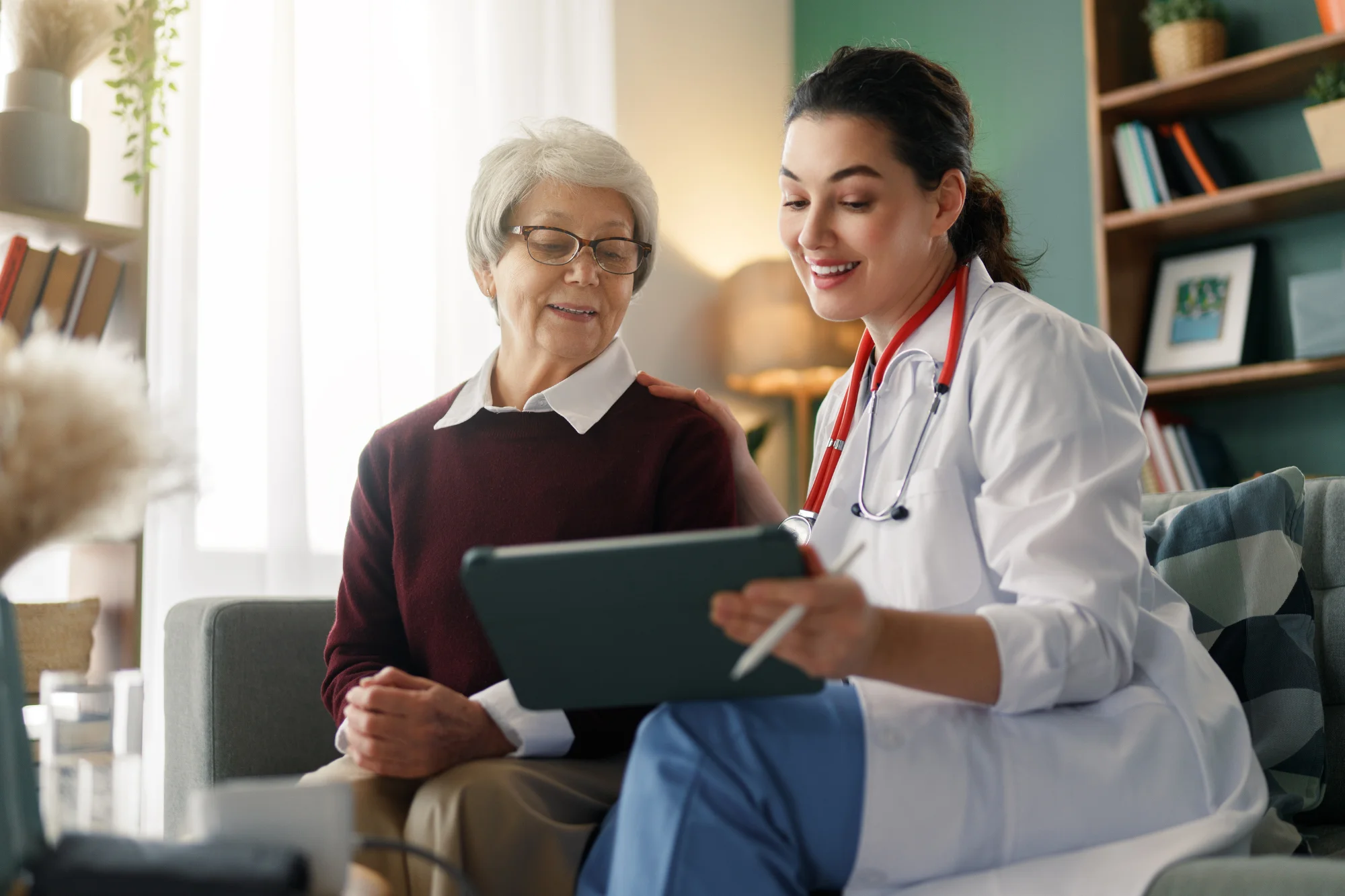 Woman talking to doctor