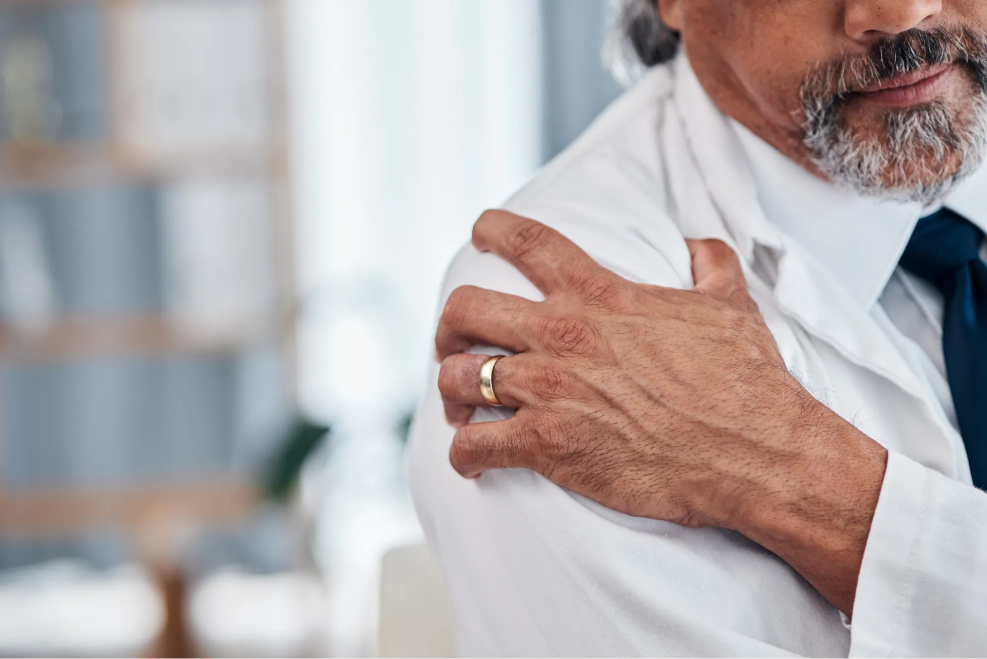 active adult man with shoulder arthritis.